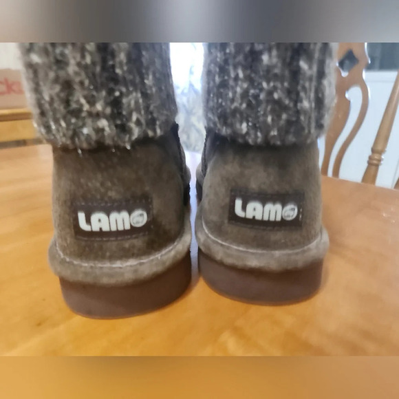 Lamo Brown Suede Sweater Cuff Boot Faux Fur Size 7 - Picture 5 of 10